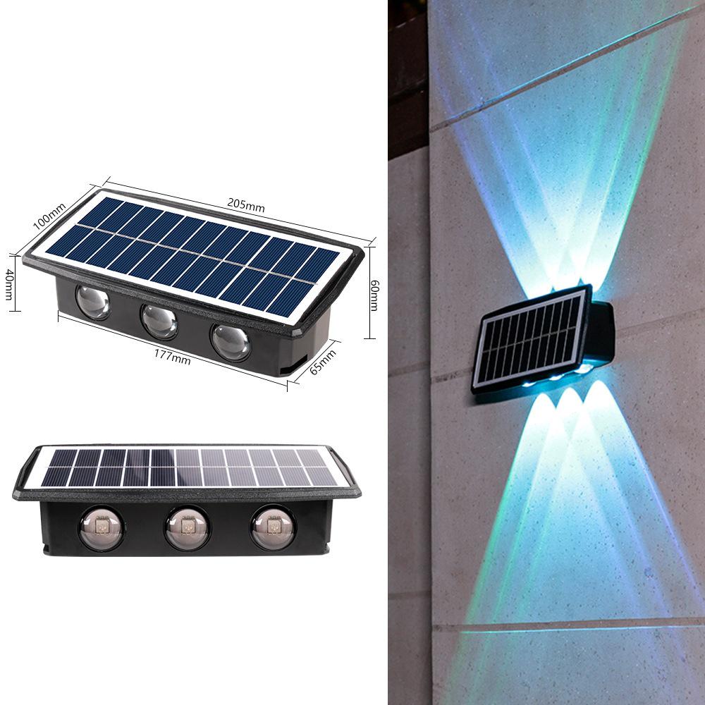 Lampă LED de perete pentru exterior, impermeabilă: Lumină solară cu funcție sus-jos pentru grădină și pereți exteriori