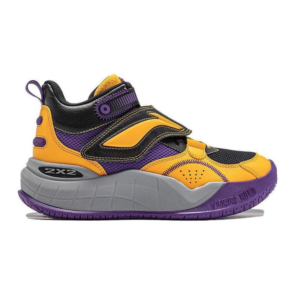 Li Ning Youth Pre Casual Comfortable High-Top Basketball Shoes Kids Sneakers Black Purple Yellow YKBT092-3
