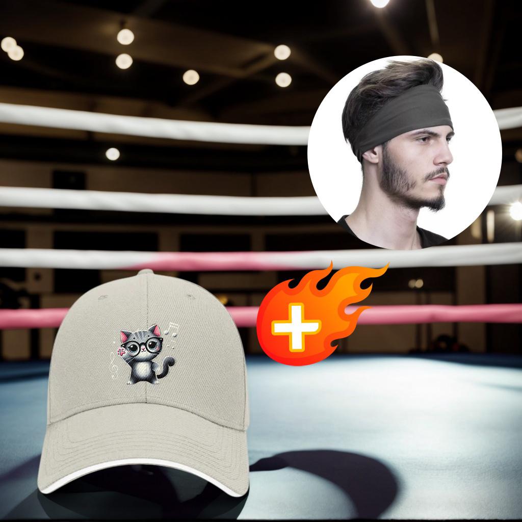 Cute Nerd Cat Music Lover Graphic Baseball Cap Adjustable Cotton Casual Dad Hat for Unisex Adults