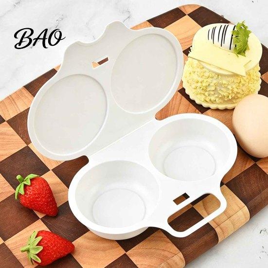Compact Kitchenware for Home Dual Cavity Microwave Egg Cooker, Food-Grade PP Steamer Mold Poached Time Saving Breakfast Tool Fried Boiled Eggs,
