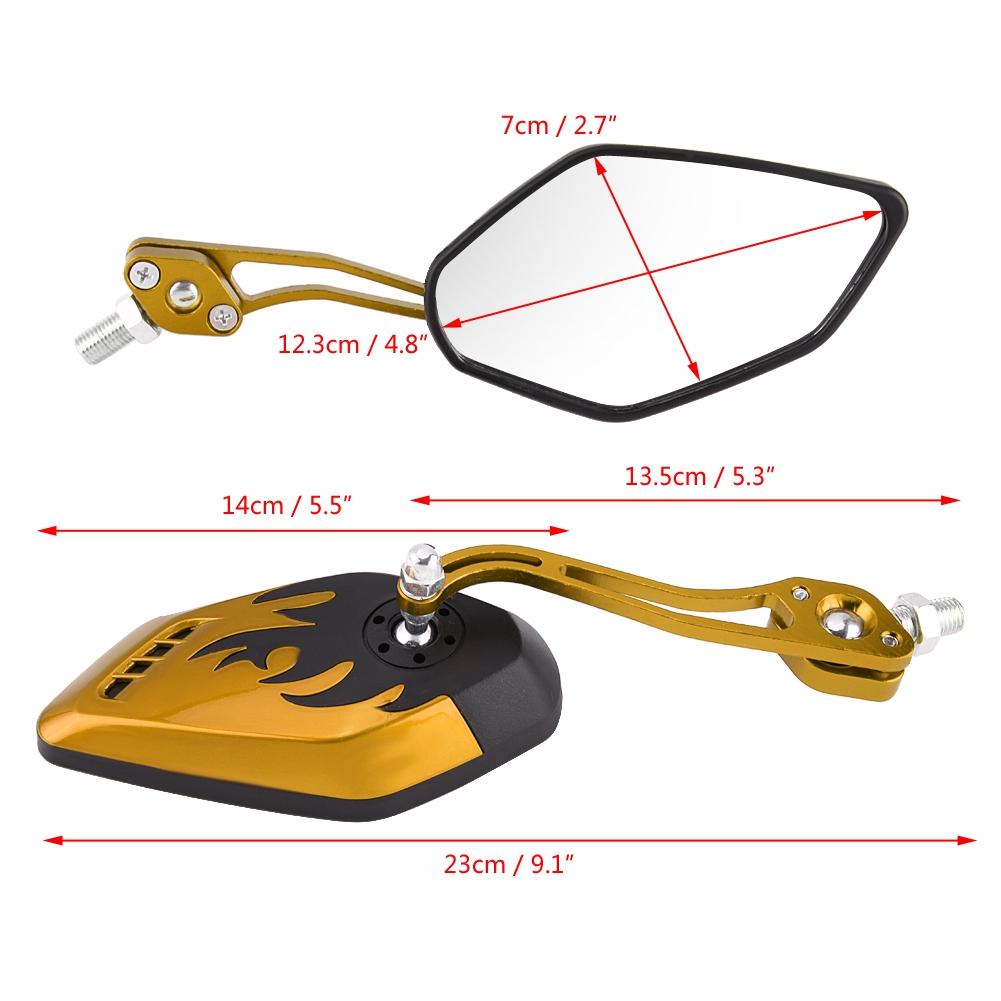 1 Pair of  Scooter Aluminum Flame Pattern Side Rear View Mirrors for  M8M10 Universal Motorcycle