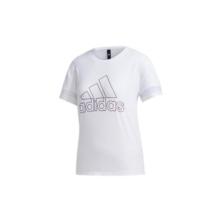 Adidas T Shirts Women's White Crew Neck Moderate Straight Fit GJ9022