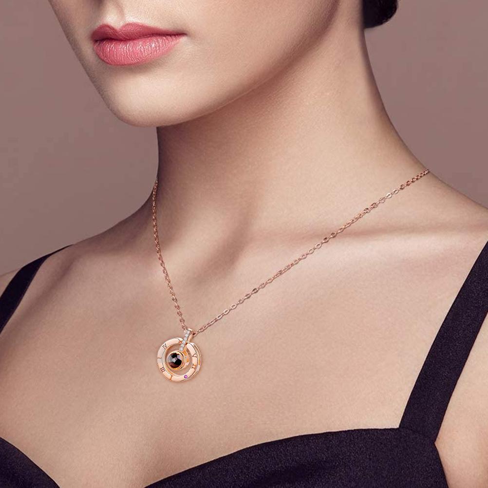 100 Languages I Love You Projection Pendant Necklace Love Memories Clavicle Necklace Valentine s Day Gift for Women