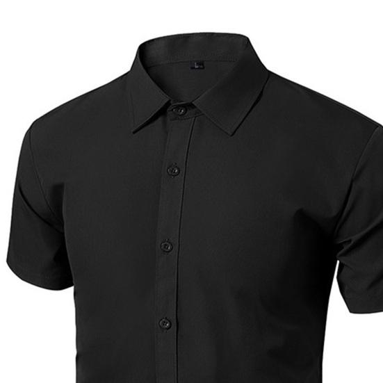 Cămașă pentru bărbați, mâneci scurte, guler răsturnat, cu un singur piept, costum casual de lucru, cămașă, haine de birou.