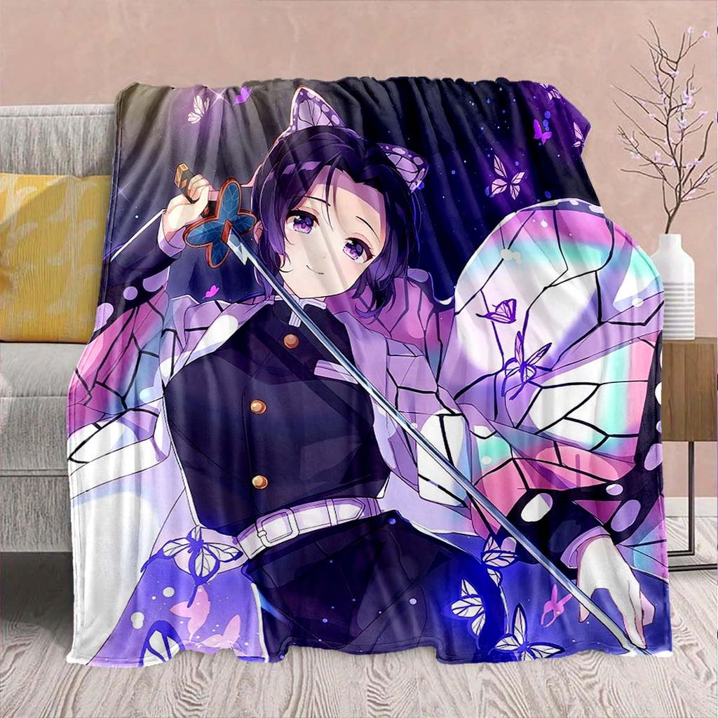 Demon Slayer Anime Flannel Blanket - Soft Warm Perfect for Sofa, Bedding Camping Travel Office Home Decor