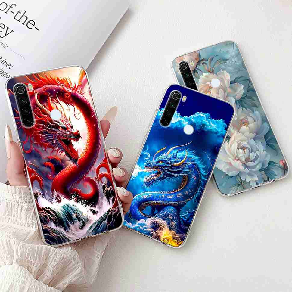 For Xiaomi Redmi Note 8 Case Vintage Dragon Luxury Flower Soft Silicone TPU Cover For Redmi Note8 Note 8T Phone Cases Shockproof
