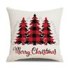 Red Plaid Christmas Linen Pillow Cover New Home Sofa Cushion Cover Cushion Cover