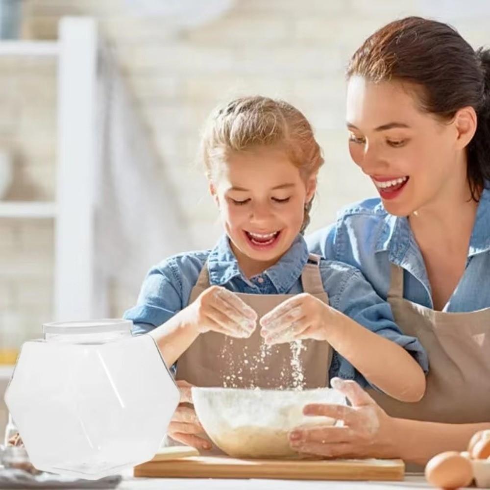 Sechseckige Verpackungsgläser Klarsichtiger Lebensmittelaufbewahrungsbehälter Tragbare Süßigkeiten-Keksdose Küchenzubehör