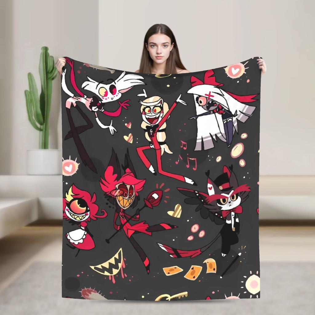 VOX H-Hazbin Hotel Alastor Game Flannel Blankets Super Soft Throw Blanket for Home Decor Office Print Bedspread Sofa Bed Cover