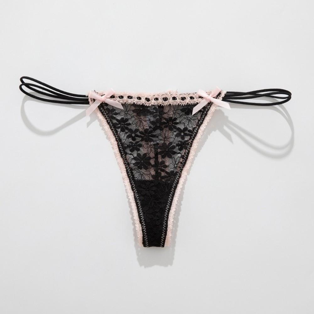 Transparent Underwear for Women Bow Panties Mesh Lace Briefs Lingerie Flower Lace Thong  Girl