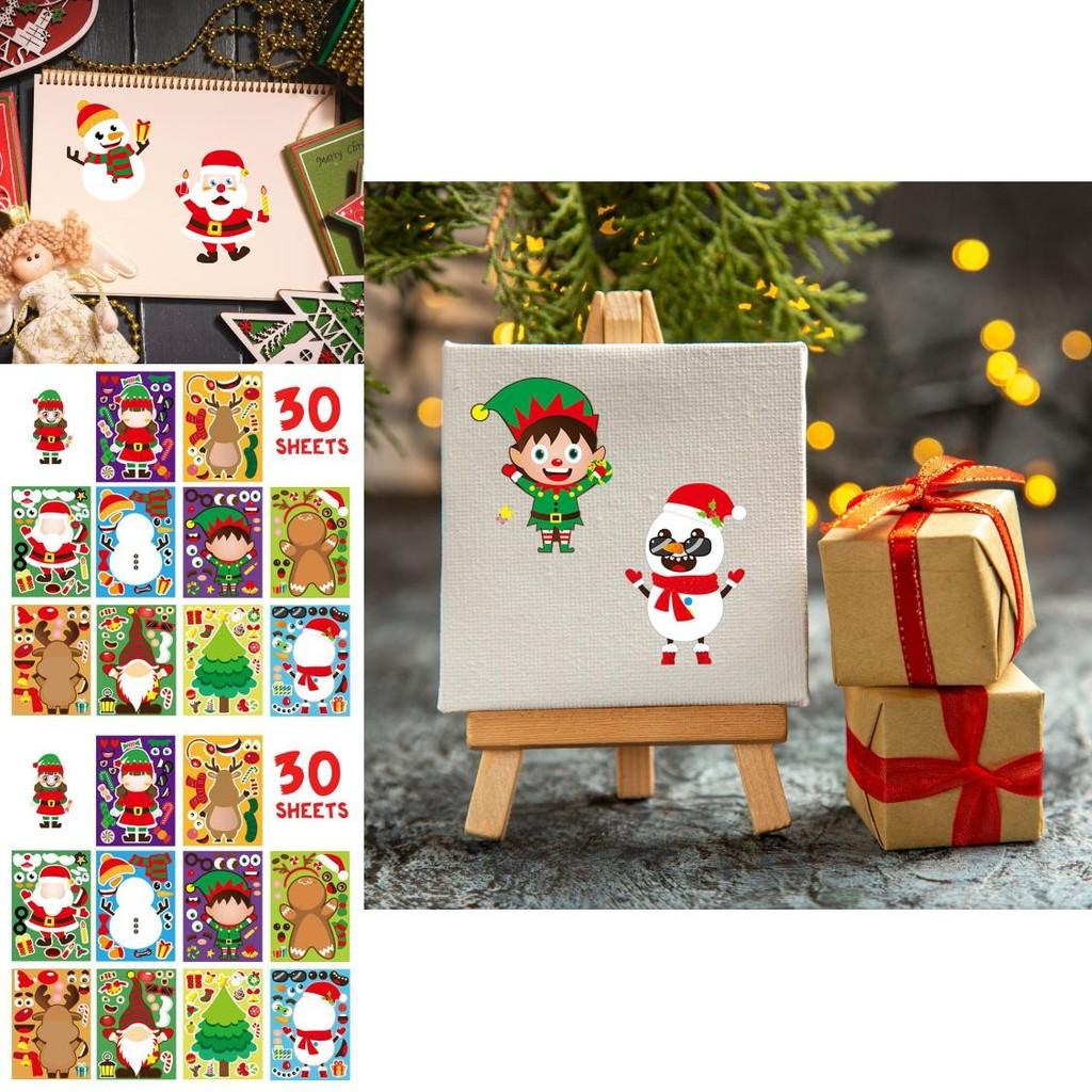 Colorful Xh059 Christmas Santa Snowman Diy Puzzle Stickers For Kids Fun Crafting