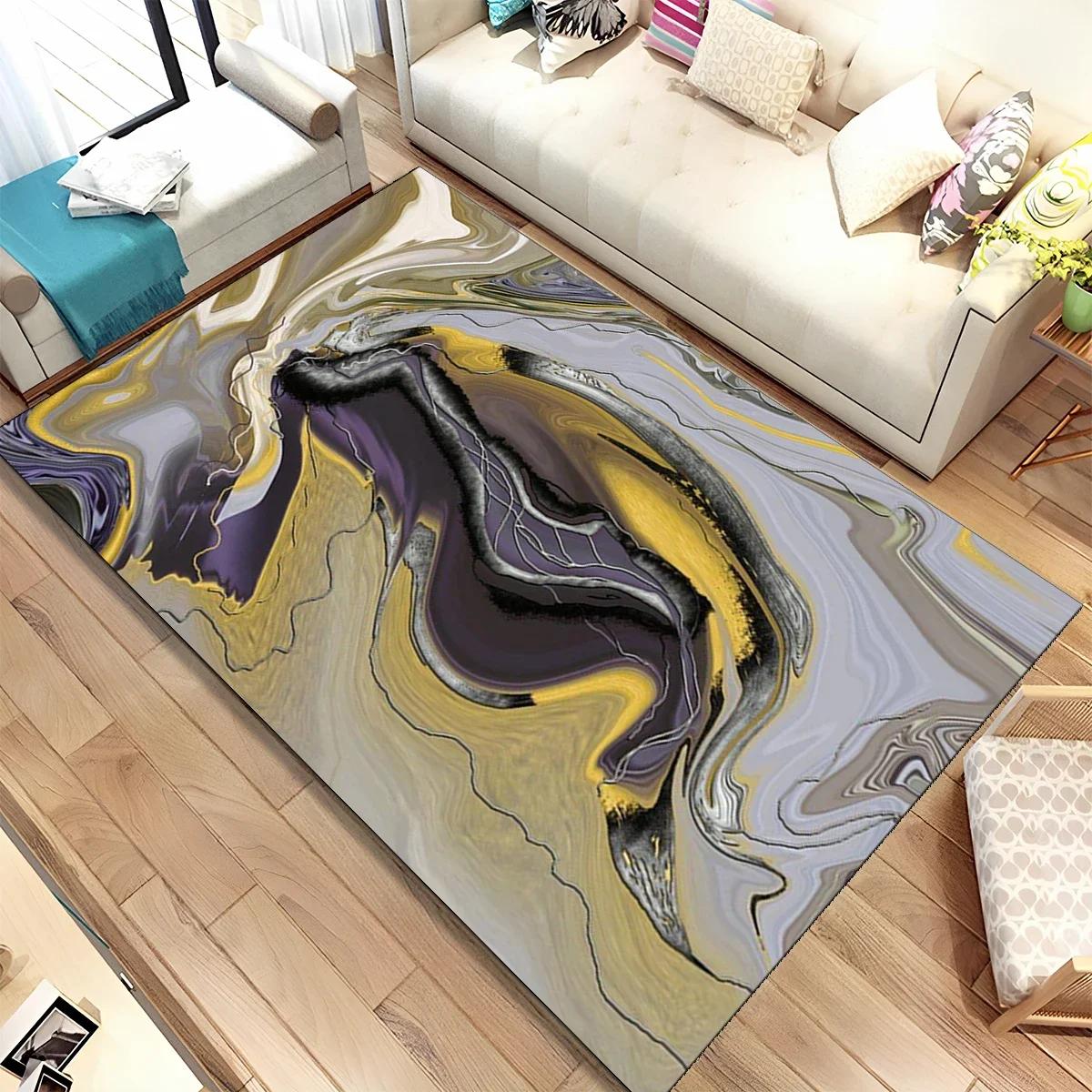 Gold Nordic Marble Splendid Area Rug Large Carpet for Home Living Room Bedroom Decor Floor Mats 40x60cm