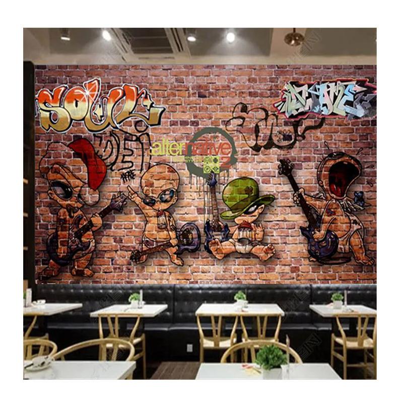 European Retro Mural Bar Industrial Decoration Wallpaper Restaurant Background Wall Paper Home Decor Mural