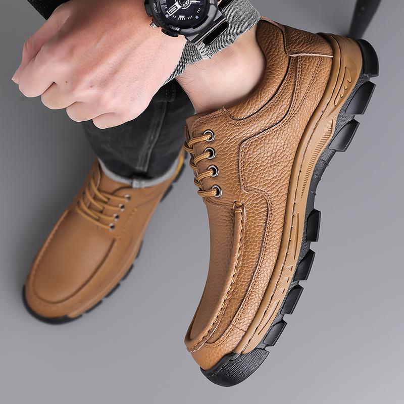 Handmade Leather Business Footwear Comfortable Quality Split Leather Men Flat Outdoor Shoes Men's Flats New Men Casual Shoes