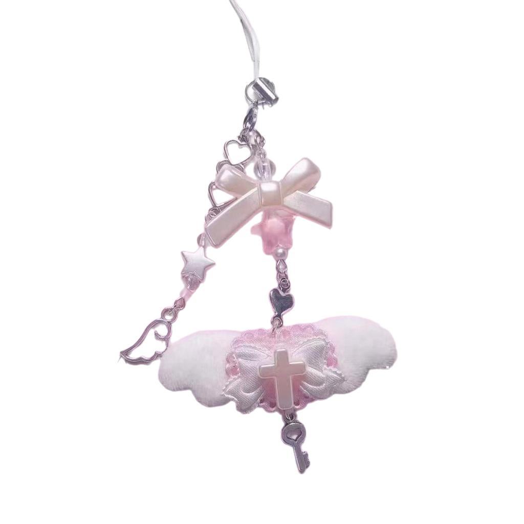 Niedlicher Rosa Flügel Handyanhänger Stilvolle Acryl Handykette Kordel Einzigartiges Geschenk Geeignet für verschiedene Anlässe