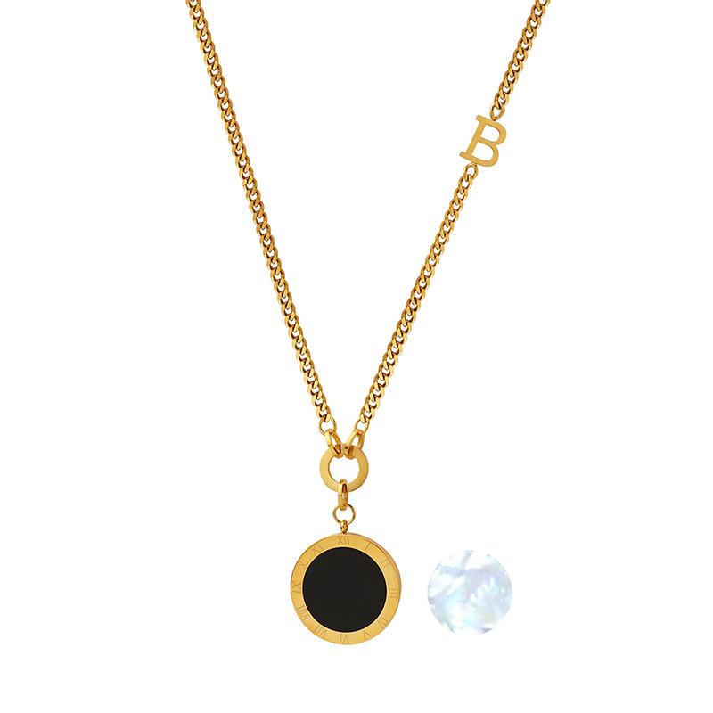 Turtleneck Long-Style Fashionable Versatile Roman-Style Black White Double-Sided Pearl Pendant Women's Bamboo Chain