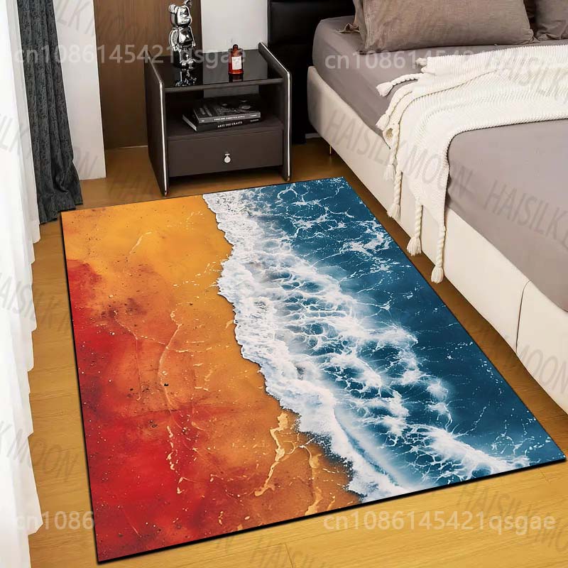 

1PC Beach Waves Carpet for Living Room Bedroom Sofa Home Decor Non-slip Floor Mat Modern Rugs Large Size Area Carpet 40x60cm