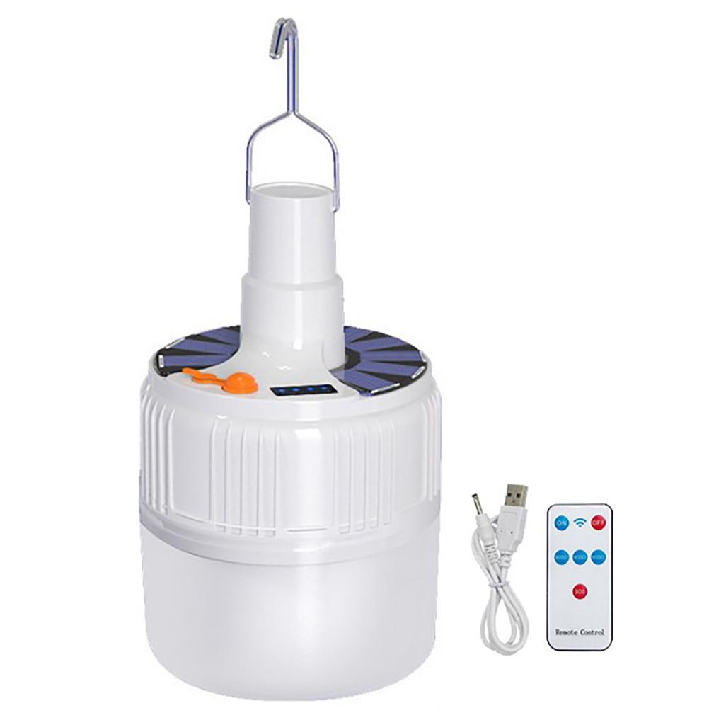 Solar Rechargeable LED Light Bulb Rechargeable Remote Control Night Market Charging Light for