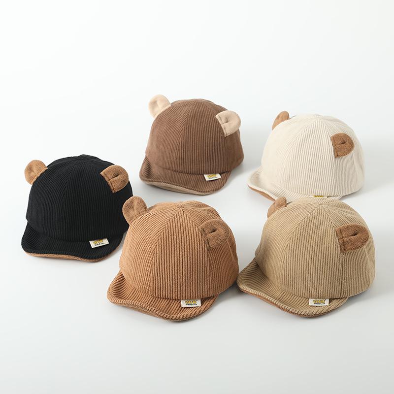 Nuevo Gorro de Bebé de Pana Color Sólido Lindo Orejas de Oso Gorras de Béisbol Ajustables para Recién Nacidos Niños Pequeños Niños Niñas Sombreros para el Sol Invierno Primavera