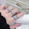 National Style Glacier Blue Enamel Butterfly Love Flower Star Opening Ring Niche High Sense Cold Wind