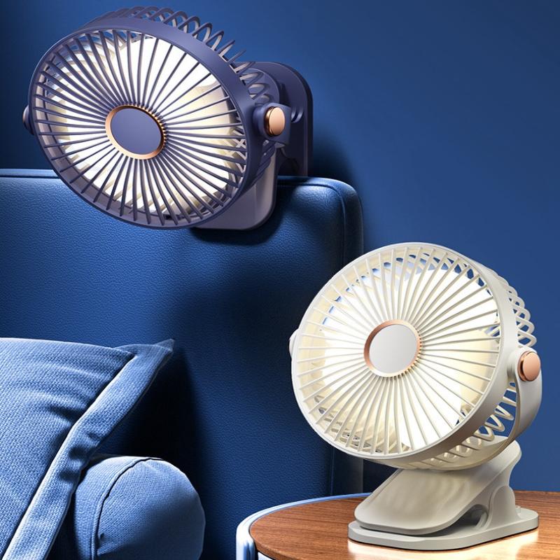 1 Set 720 Degree Rotating Hanging Clip Fan Night Light Air Cooler Usb Rechargeable Electric Fan Outdoor Camping Small Fans Ventilador