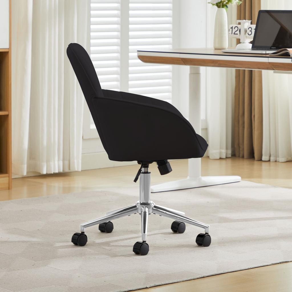 Height-Adjustable Office Swivel Chair for Home and Bedroom, Ergonomic Swivel Chair with Backrest, Suitable for Long Sitting. Black