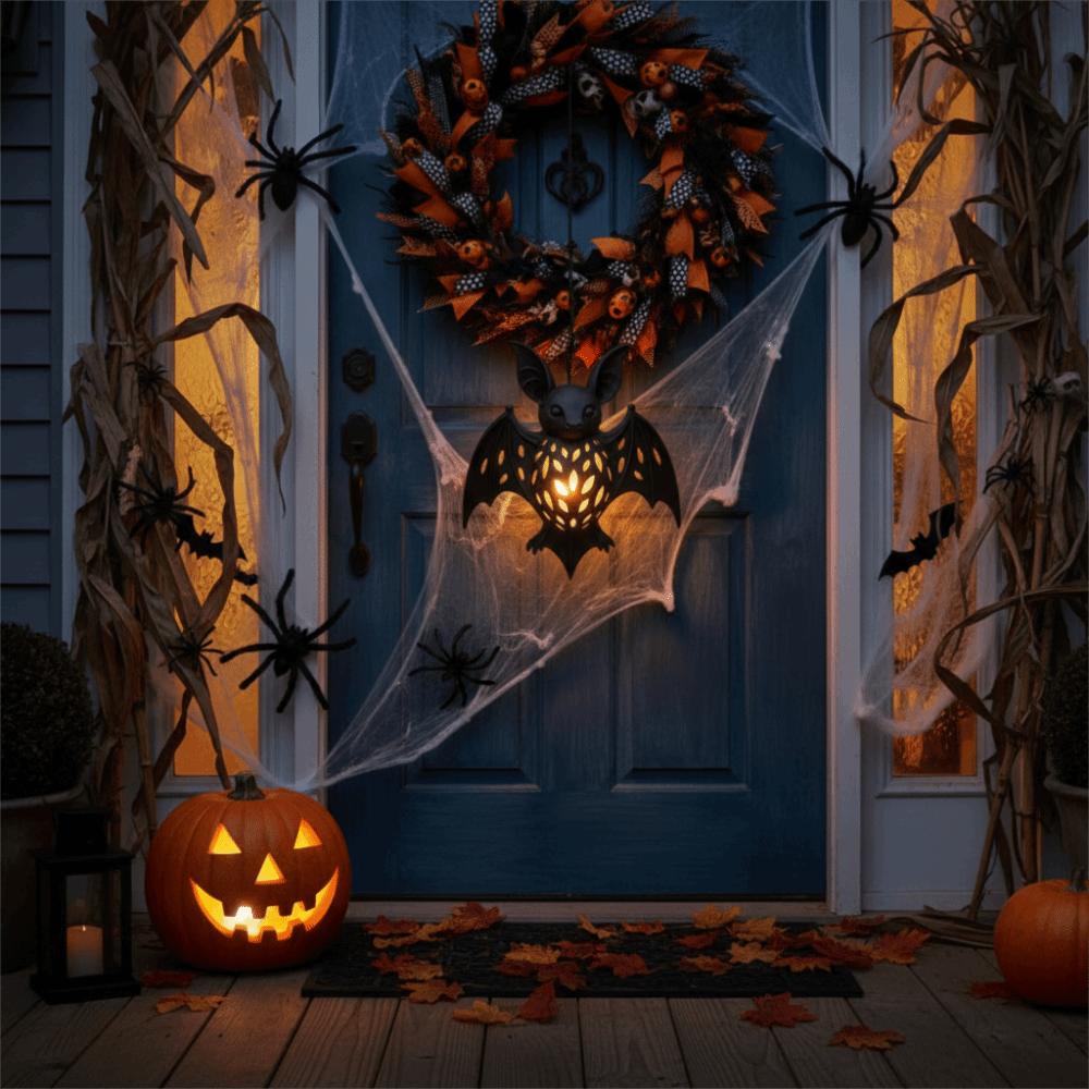 2PCS Openwork Gothic Style Halloween Bat Light Glowing Halloween Bat Lampshade  Ghost Festival