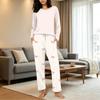 Women's Casual Neck Loose Fit Printed Pajama Set Sleepwear Pants