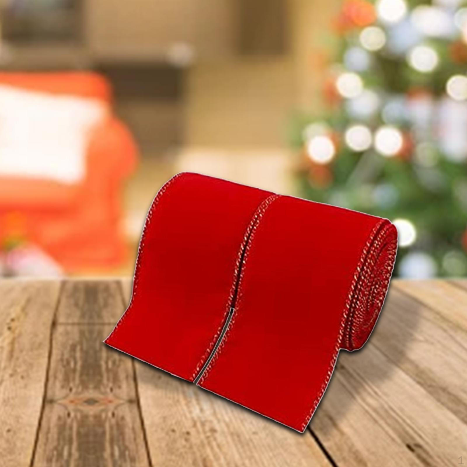 

2Pcs Christmas Wired Edge Ribbon DIY Xmas for Trees Centerpieces