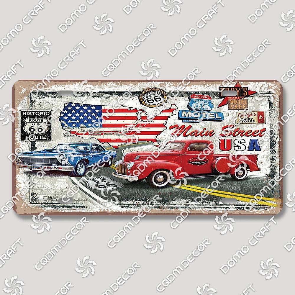 Vintage US Route  Tin Sign Metal Wall Art Decor  Retro Car Poster Plaque for Garage Motel Bar Club Gas Station  Perfect Home Dec