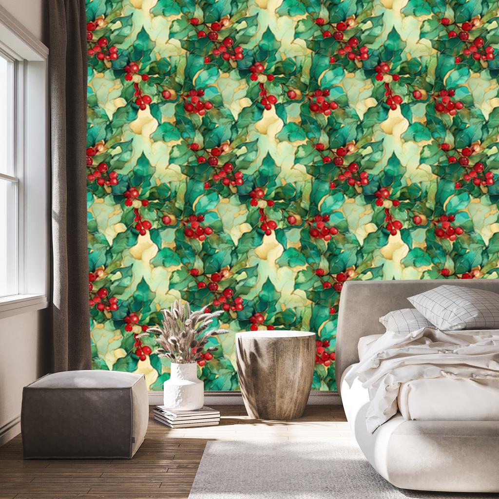 Ink Green, Sea Green and Lime Wallpaper for Living Room and Bedroom 50x1000