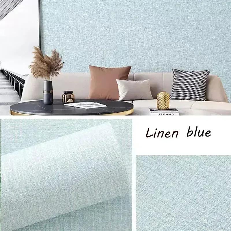 Linen Wallpaper Self-adhesive Waterproof Moisture-proof and Moldy Resistant 3D Wall Stickers Home Living Room Wall Decoration