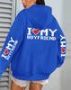 I Love My Boyfriend Printed, Women'S Hoodie Fall Loose Casual Pocket Fleece Pullover