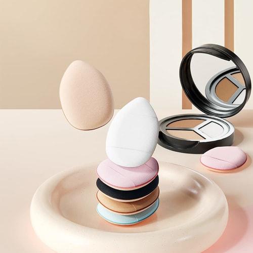 Samcos Cushion Foundation Puff, 5 Colors, Set of 10, Water Drop Shape Foundation Sponge, Makeup Puff, Sponge, Macaron, Mini Puff, Mini Finger Puff, So
