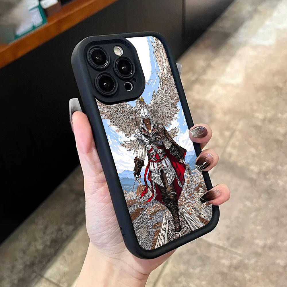 

E-Ezio A-AssassinS Auditore Phone Case For iPhone 17,16,15,14,13,12,11,Pro,Max,Plus,X,XS,SE4,E,Mini Black Thickened border Case iPhone 17 Pro