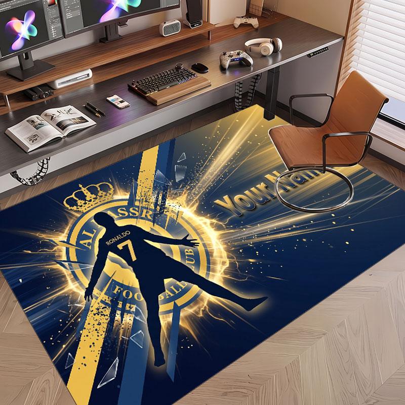 Custom Rug Cristiano Ronaldo Pattern Print Name Text Soft Non‑Slip Floor Carpet for Home Indoor Decoration