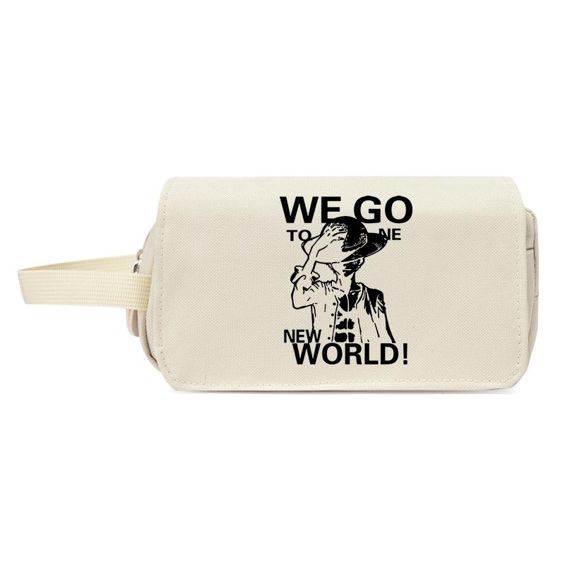 One Piece Large Capacity Pencil Case - Luffy, Zoro, Ace, Law, Sanji Japanese Style Student Stationery Bag
