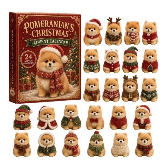 Interactive Holiday Games 2026 Dog Christmas Advent Calendar, 24-Day Acrylic Ornament Set with Mini Puppy Seasonal Party Supplies Figures,
