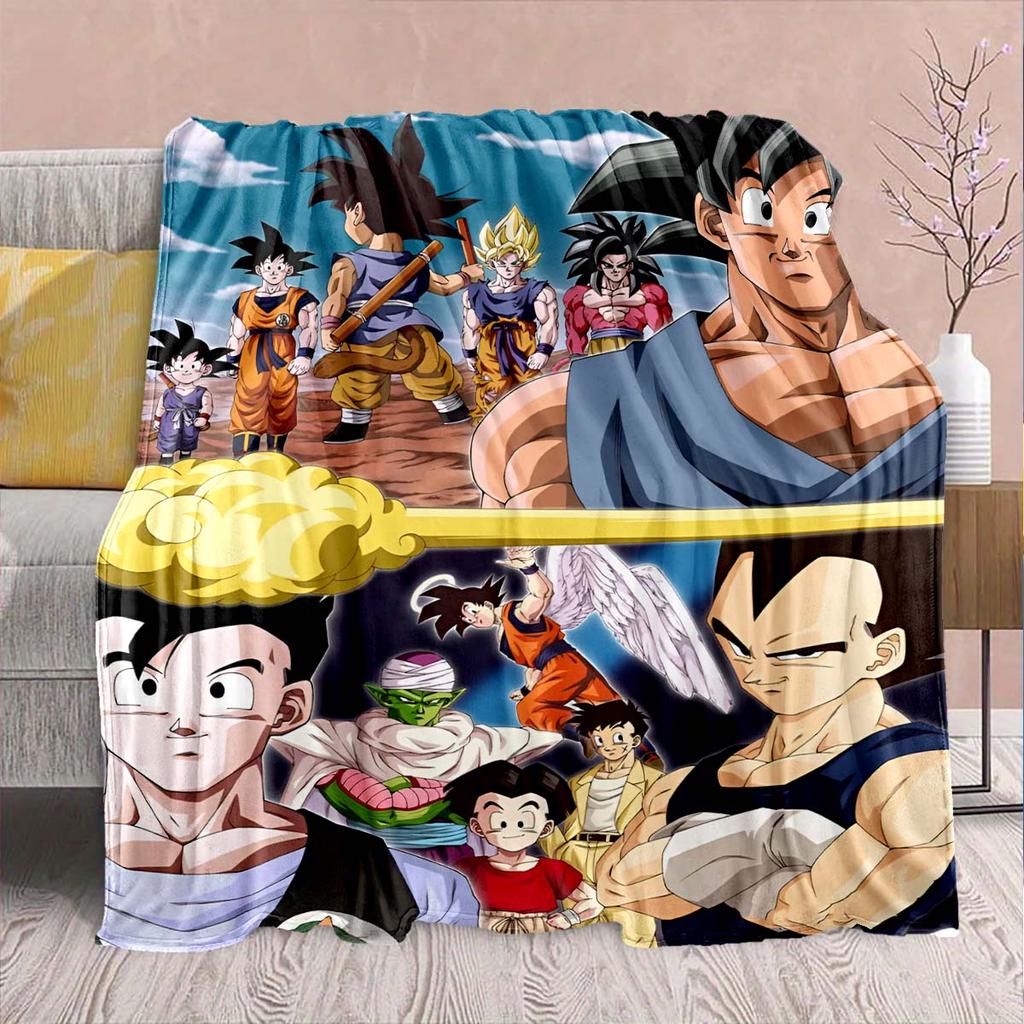 Dragon Ball Anime Flannel Blanket - Soft Warm Perfect for Sofa, Bedding Camping Travel Office Home Decor -QJY