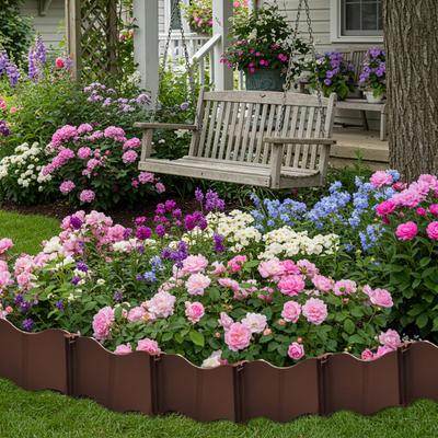 Gartenrand Begrenzung No-Dig Design Landschaftsgestaltung Randelemente Verriegelbare Kunststoff-Randelemente mit Erdspießen für Rasen Blumenbeet Zaunbegrenzungen