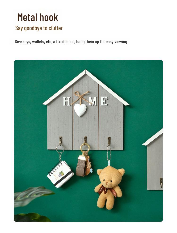 Wooden Wall-Mounted Key and Coat Hook – Punch-Free Door Hanger for Entryway