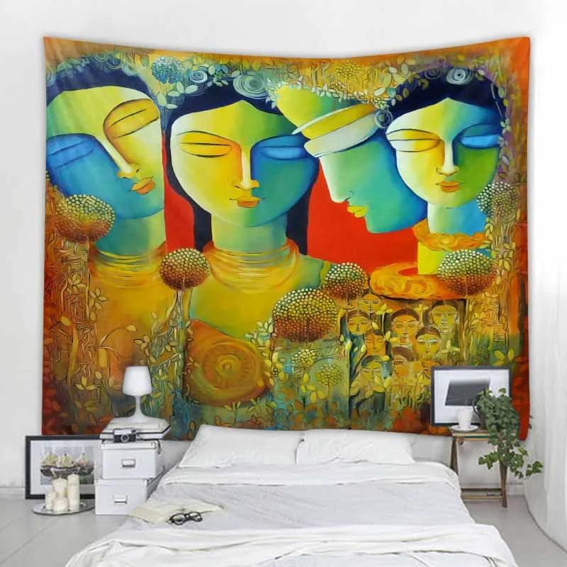 Indian Buddha Art Tapestry Wall Hanging Meditation Mandala Room Wall Decor Boho Home Aesthetics Home Decor Background Fabric