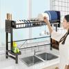 JPSunBloom Extendable Dish Stainless Large Dish Knife Cutting Board Easy Kitchen Dish Rack Extendable Over-the-Sink Drainer, Steel, Capacity, Stand,