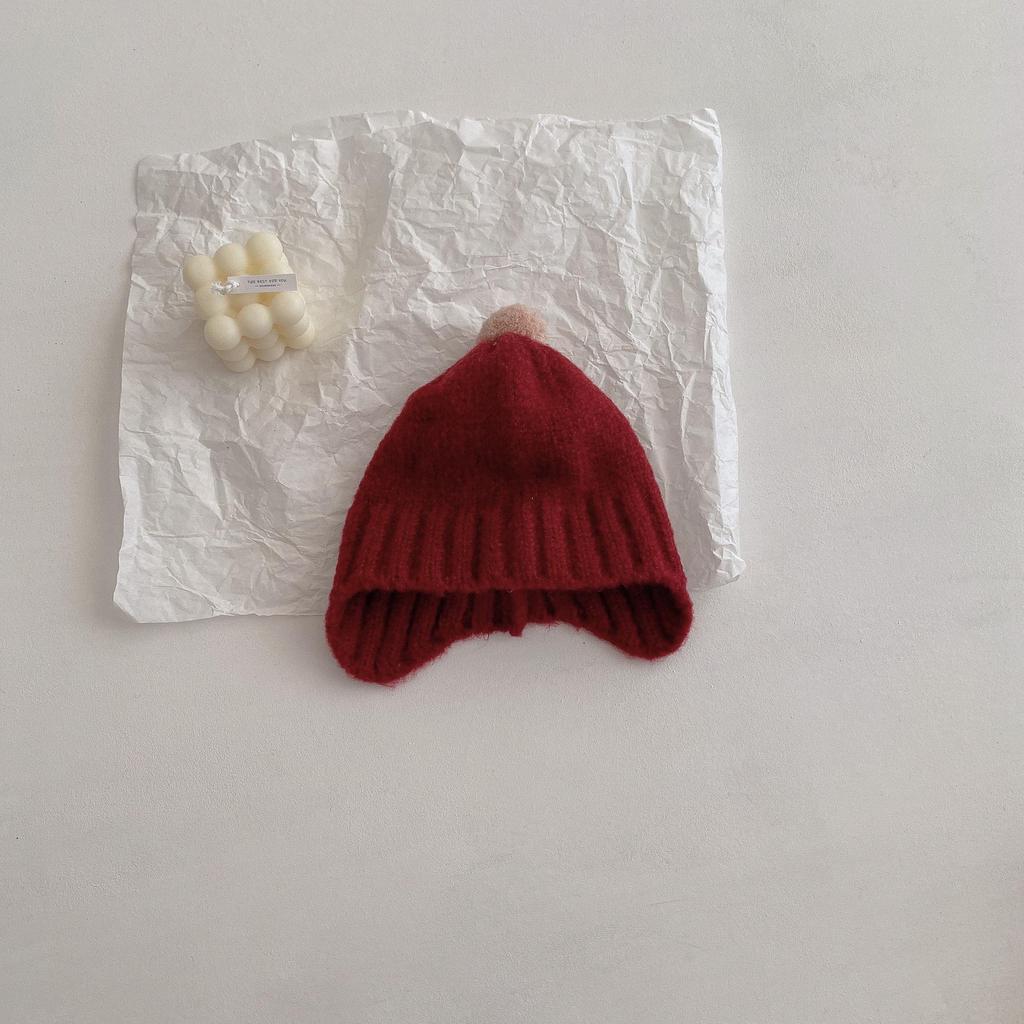 Autumn/Winter 2022 Korean Cute Pom-Pom Wool Baby Earmuff Hat