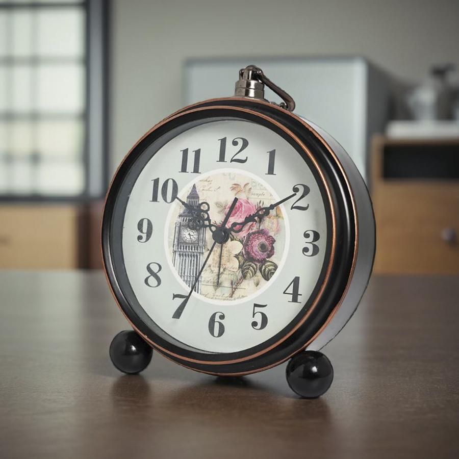 1 Piece Retro Metal Base Clock, American Creative Clock; Personalized and Minimalist Pointer Clock; Room and Home Decoration Use