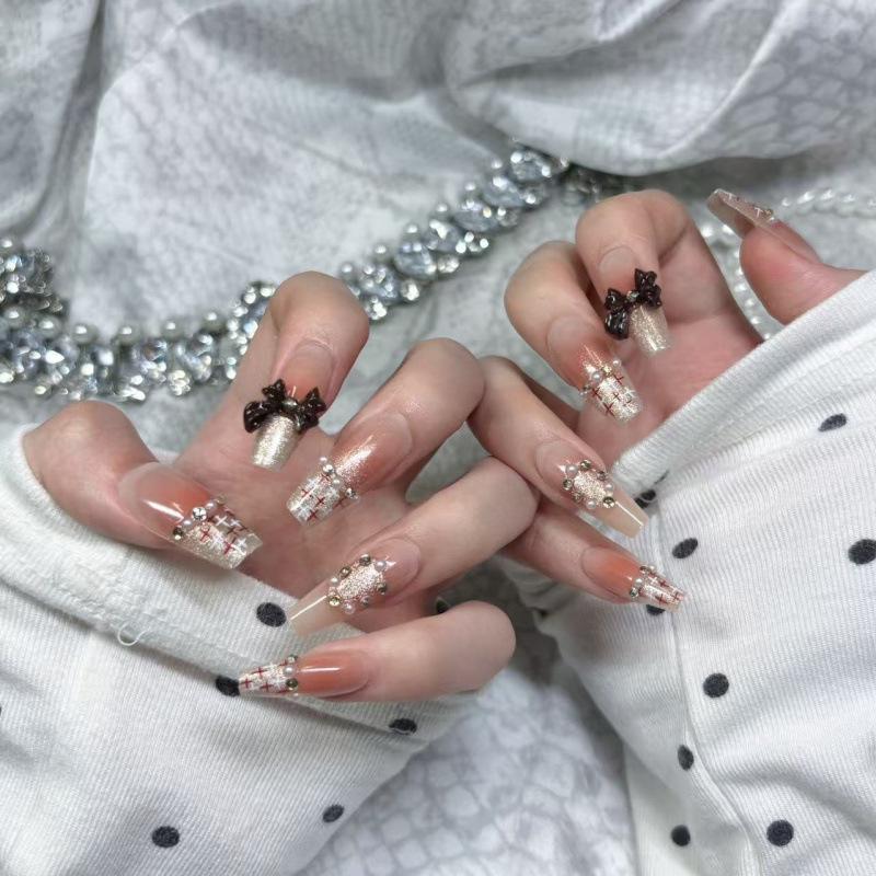 Hand-Painted Coco Style Autumn/Winter Nails: Elegant, Versatile, Removable Stickers for a Skin-Brightening Look