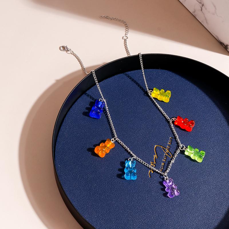 Collane Orsetti Colorati più Venduti per Donne Collana Choker con Catena a Nappa Orsetti Colore Oro Argento Gioielli alla Moda Regali
