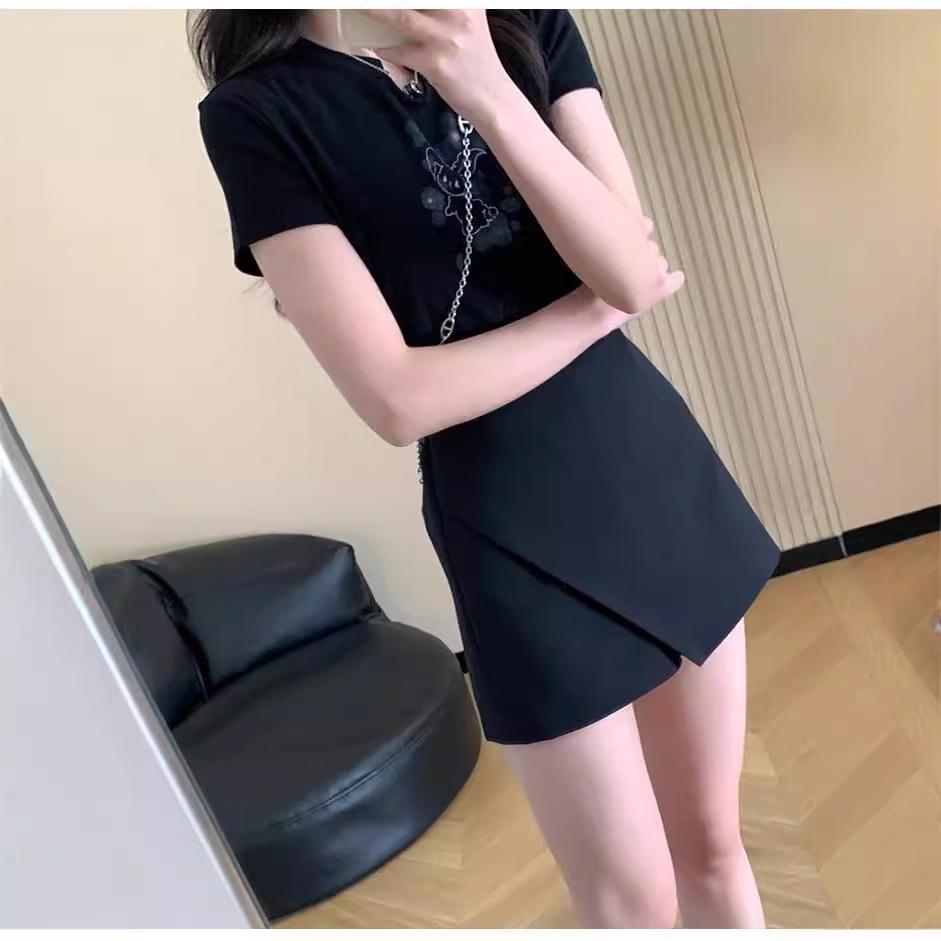 2025 Summer High-Waist Slimming A-Line Skirt Shorts for Women - Casual Petite Hip-Wrapping Style