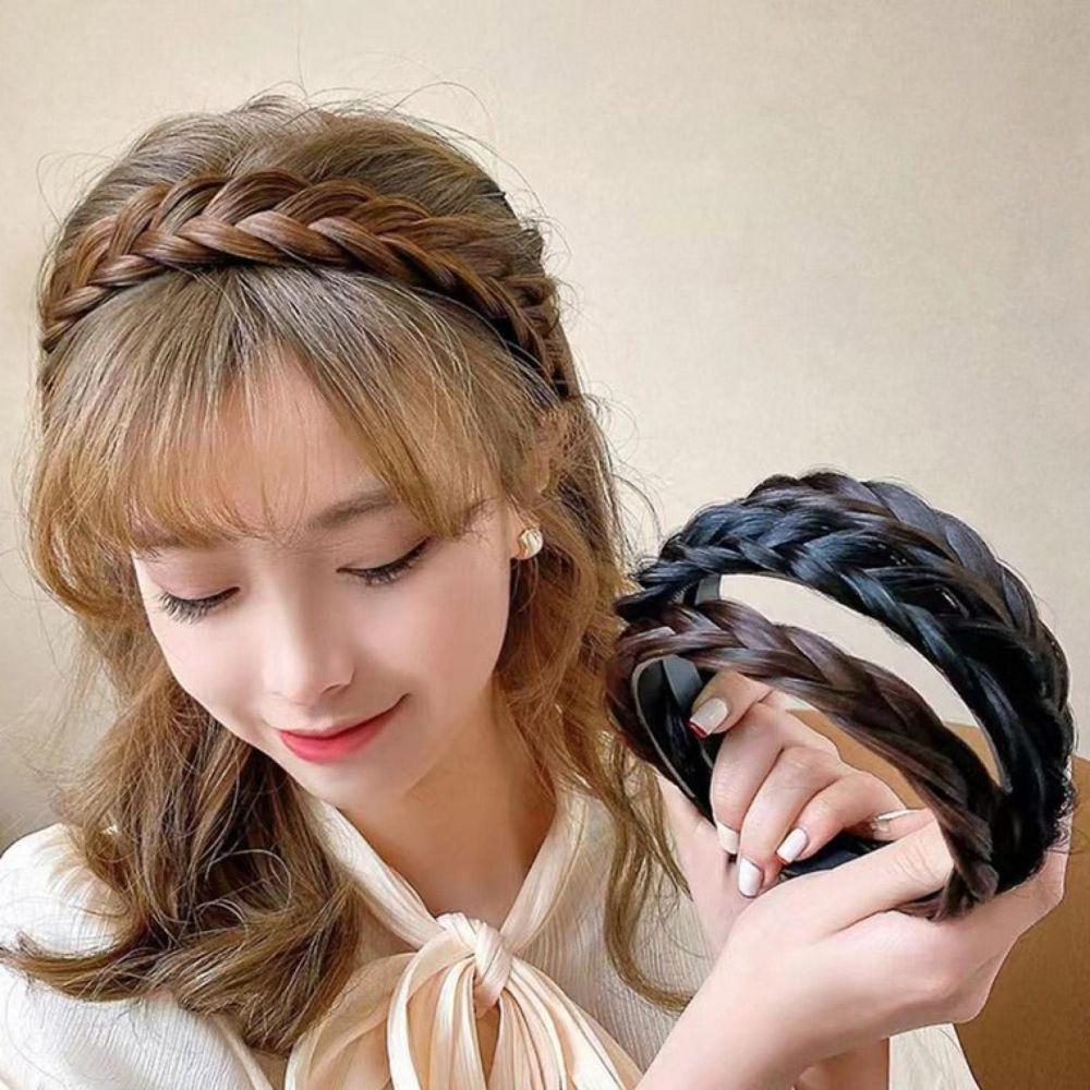 

Headband, hair band, braid, wig, decorative hair accessory, brown twisted hair black