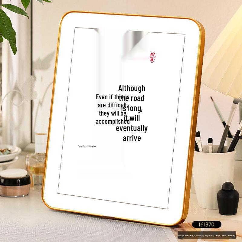 

Motivational Calligraphy Painting: Student Desk Decor for Persistence and Learning 20*25cm + Crystal Screen + Elegant Gold Frame